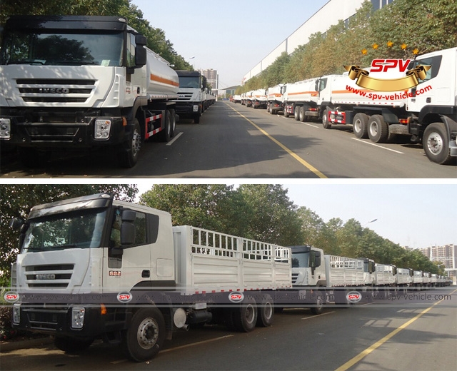 Lots of IVECO fuel oil tank trucks and lorries are ready for delivery